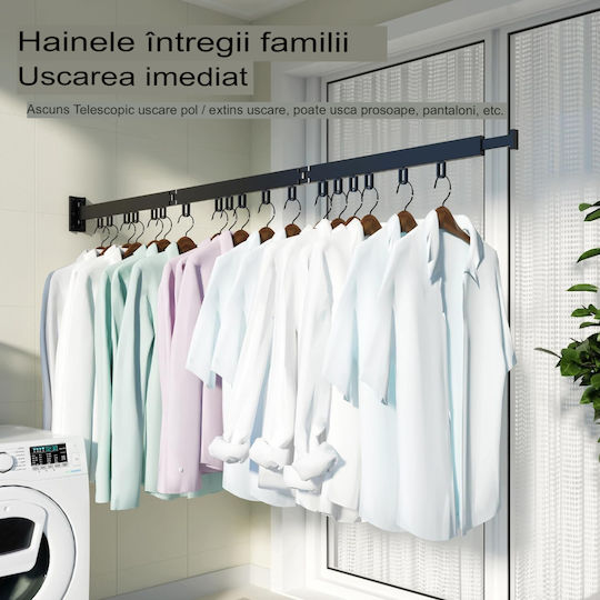 Single Wall-Mounted Bathroom Rail ​114x114cm Black