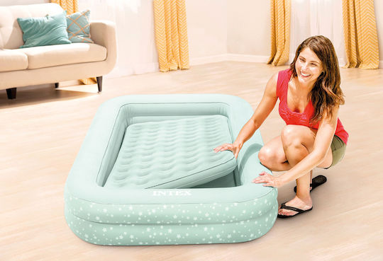Intex Inflatable Sleeping Mattress with Hand Pump Kidz Travel Bed 168x107x25εκ. Green