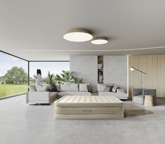 Intex Double Air Mattress with Integrated Electric Pump Elevated Ultra Plush 203x152x46cm