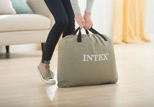 Intex Air Mattress Double with Integrated Electric Pump Comfort Plush Queen 203x152x56cm