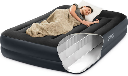 Intex Double Air Mattress with Integrated Electric Pump Pillow Rest Raised 203x152x42cm