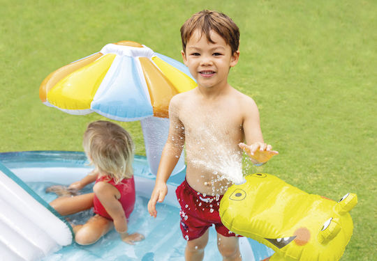 Intex Gator Play Center Детски Кръгъл Басейн 160л Надуваем 201x84см Светлосин