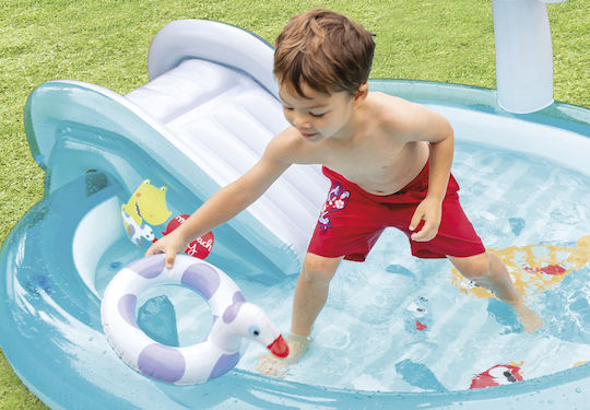 Intex Gator Play Center Детски Кръгъл Басейн 160л Надуваем 201x84см Светлосин
