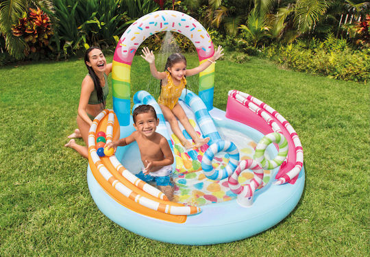 Intex Candyfun Play Center Children's Round Swimming Pool PVC 165lt Inflatable 170x122cm Light Blue