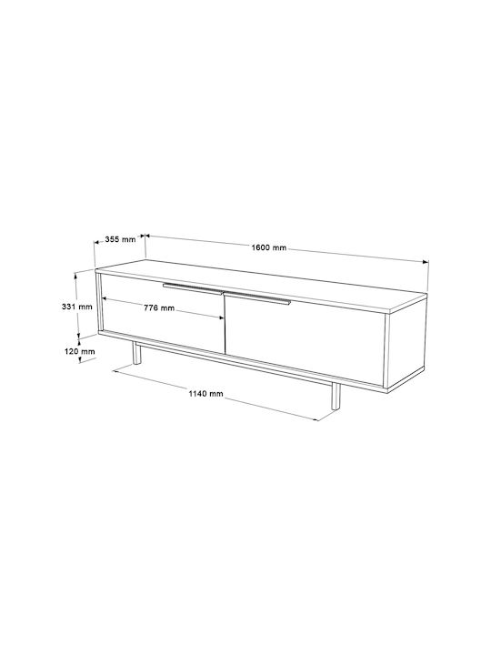 Έπιπλο Τηλεόρασης Finchley Λευκό Μ160xΠ35.5xΥ45.1cm