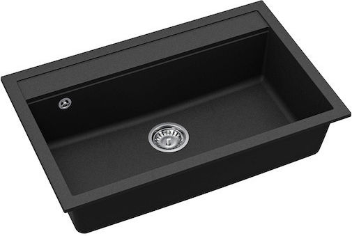Quadro SQQ103 Drop-In Küchenspüle aus Flüssigem Granit M79xB51cm Schwarze
