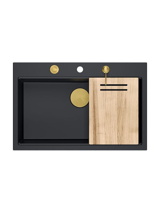 GraniteQ Marc Ένθετος Νεροχύτης Inox Μ76xΠ50cm Γκρι