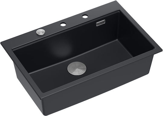 GraniteQ Marc Drop-In Sink Inox W76xD50cm Gray