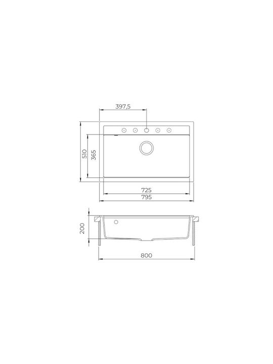 Quadro SQQ103 Chiuvetă De Bucătărie Drop-In Din Granit Lichid M79xL51cm Albă