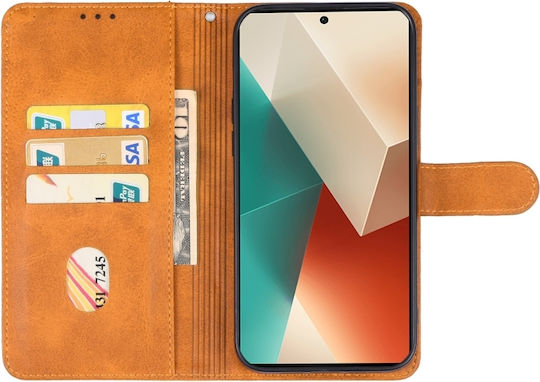 Wallet Δερμάτινο / Δερματίνης / Σιλικόνης Καφέ (Redmi Note 13 4G)