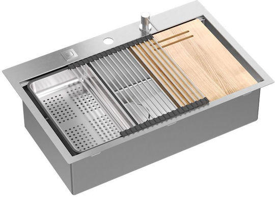 GraniteQ Ένθετος Νεροχύτης Inox Μ76xΠ50cm Γκρι