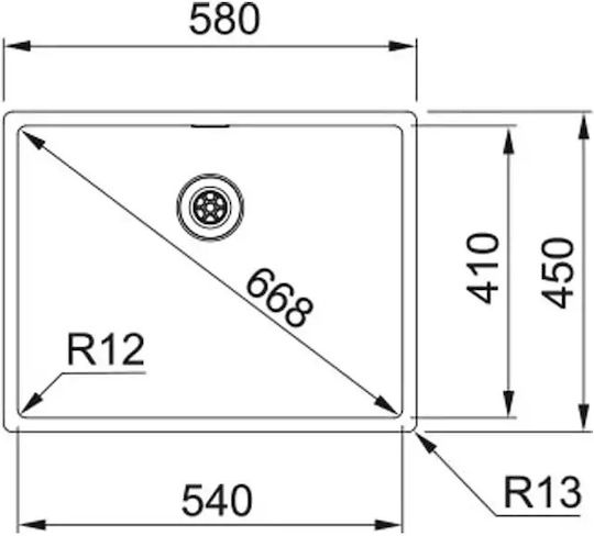 Franke Square Bxx 210 54 Ένθετος Νεροχύτης Inox Μ58xΠ45cm Ασημί