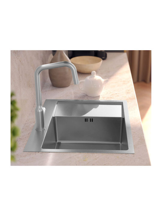 Quadron Ένθετος Νεροχύτης Γωνιακός Inox Brushed ΜxΠ Γκρι 5903242535918