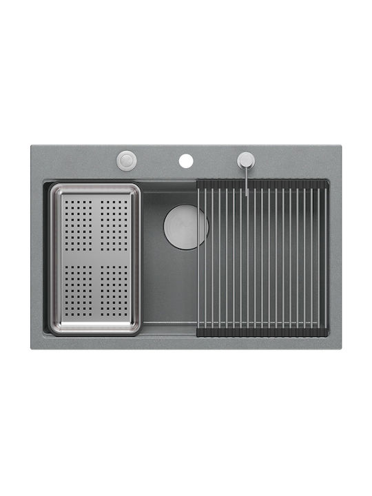 GraniteQ Drop-In Sink Inox W76xD50cm Gray