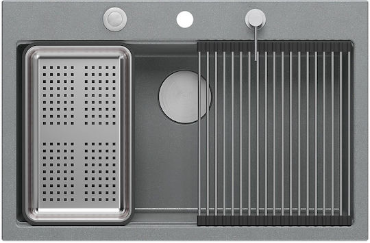 GraniteQ Ένθετος Νεροχύτης Inox Μ76xΠ50cm Γκρι