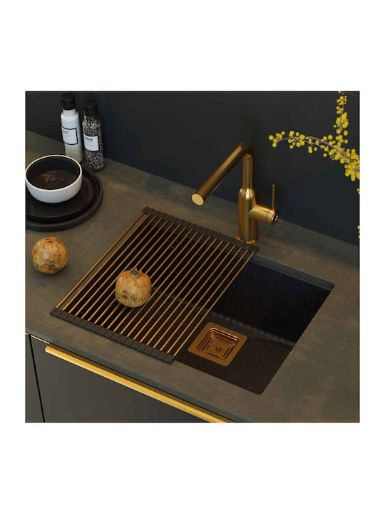 Quadron Drop-In Chiuvetă din Granit Sintetic cu robinet L55xW42cm Negru