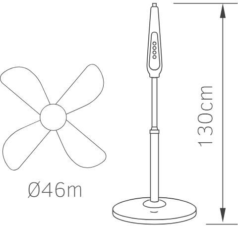Fos me Ανεμιστήρας Ορθοστάτης 55W Διαμέτρου 45.72cm με Τηλεχειριστήριο Λευκός