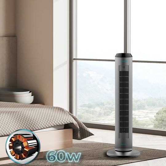 Cecotec EnergySilence 8190 Skyline Ionic Ventilator Turm 60W mit Fernbedienung Schwarze