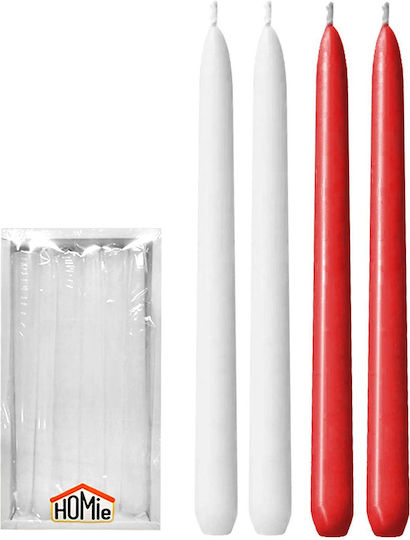 HOMie Dekoratives Kerze Kegel Rote 20cm 12Stücke