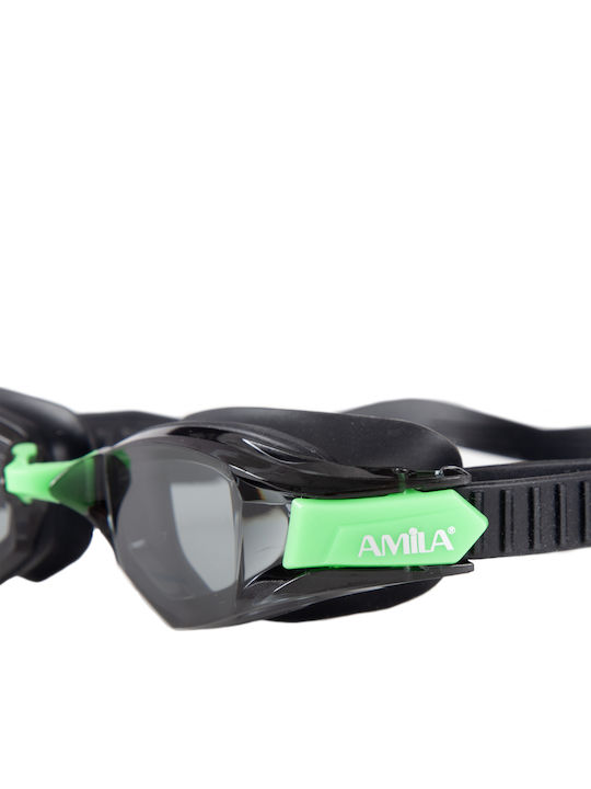 AMILA Swimming Goggles Adults with Anti-fog Lenses Black