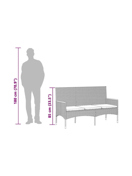 Baumsessel-Sofa Außenbereich Rattan mit Kissen 140x54x85cm