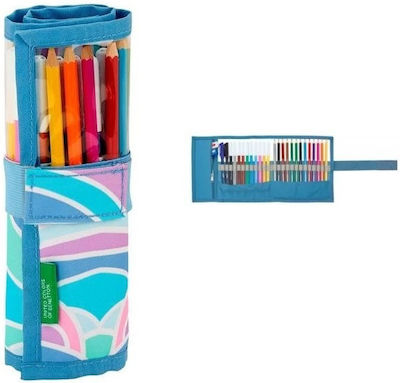 School Pencil Case Filled 27pcs Benetton Blue 70x200 Mm