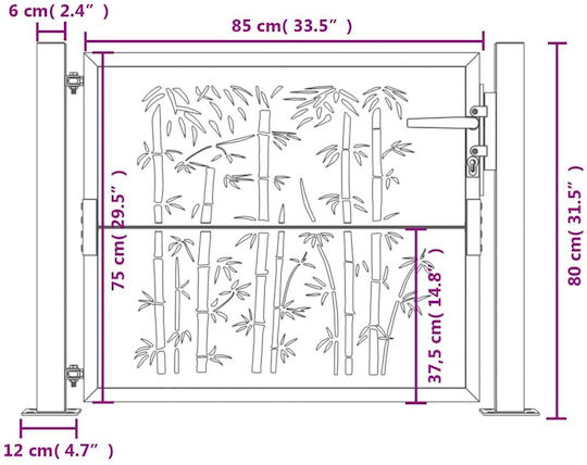 vidaXL Fence Gate from Bamboo in Gray Color 80cm x 1.05m
