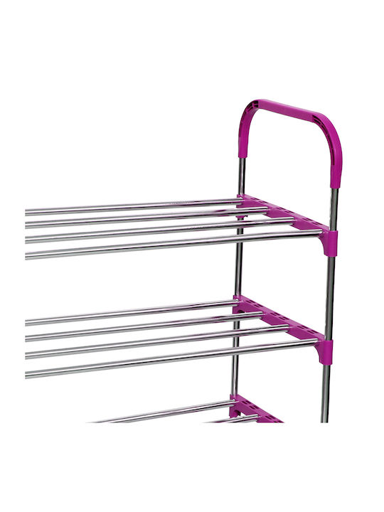 Plastik Schuhschrank mit 4 Regalen Rosa L56xW30xH81cm