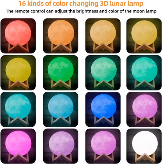 Keskor Διακοσμητικό Φωτιστικό Moon LED RGB 12x12x15εκ.