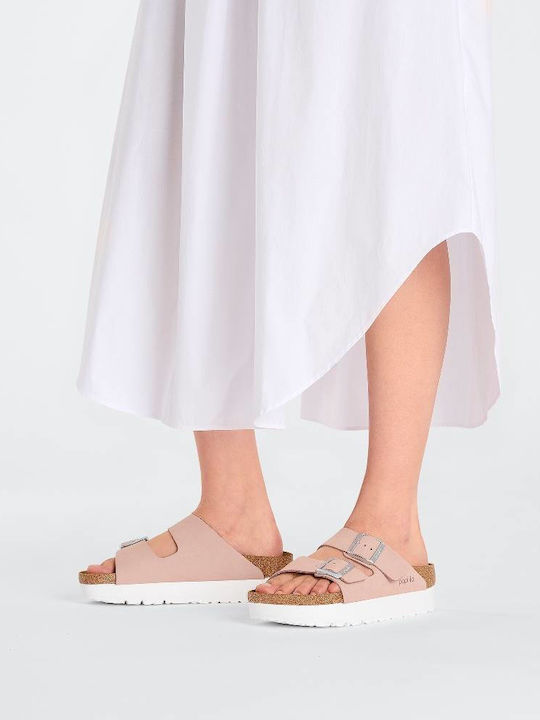 Arizona Leather Women's Flat Sandals Anatomic in Pink Color Narrow Fit