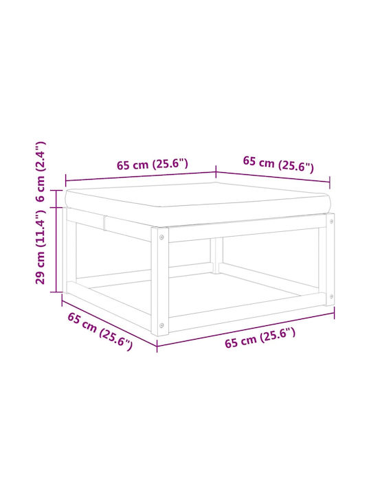 Wooden Cube Garden Stool with Cushion Brown 65x65x29cm