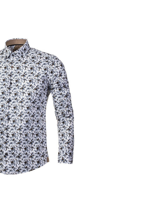 Senior Men's Shirt Cotton Floral White