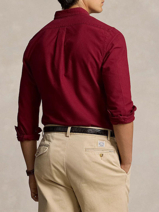 Long-sleeved Denim Shirt Red