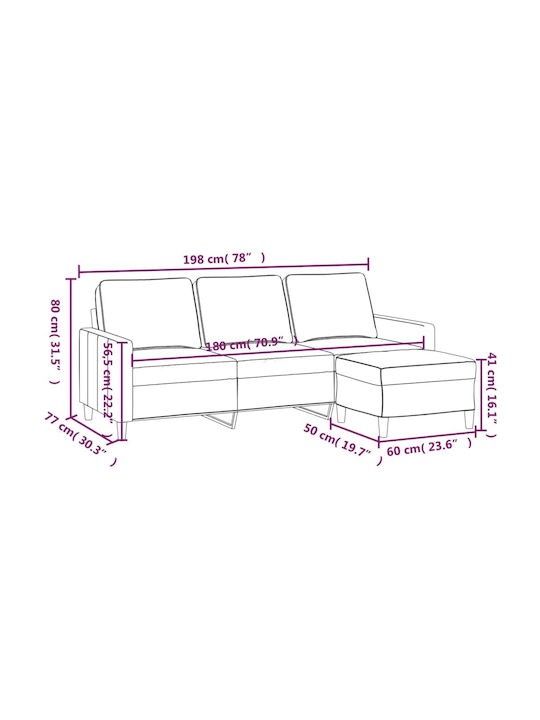 Three-Seater Velvet Couch Blue 198x77x80 cm