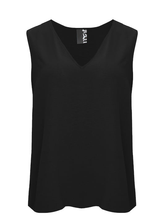 Mat Fashion Women's Athletic Blouse Sleeveless with V Neckline Black