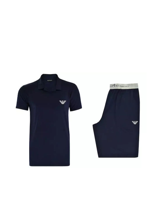 Emporio Armani Men's Summer Pajamas Set Blue