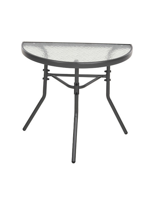 Lima Auxiliary Outdoor Table with Glass Surface and Metal Frame Grey 70x40x64cm