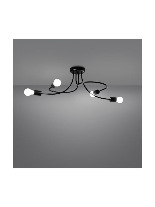 Sollux Ceiling Mount Light Black with Socket E27