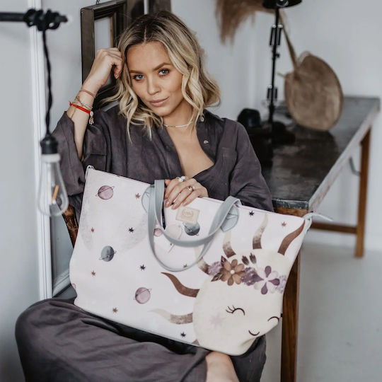 La Millou Shoulder/Hand Diaper Bag Fly Me To The Moon Beige 56x35cm.