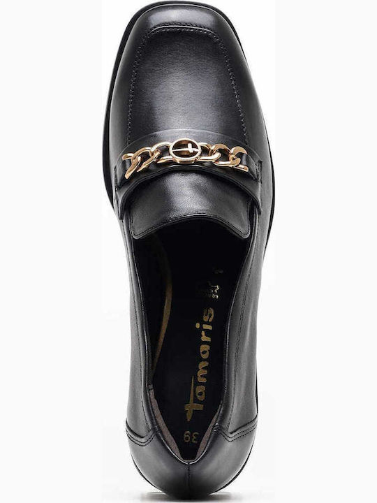 Leather Women's Loafers in Black Color