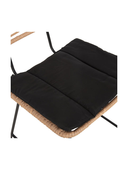 Gartenhocker Bar Außengebrauch Rattan Allegra mit Kissen Schwarz Beige 53x56x107cm
