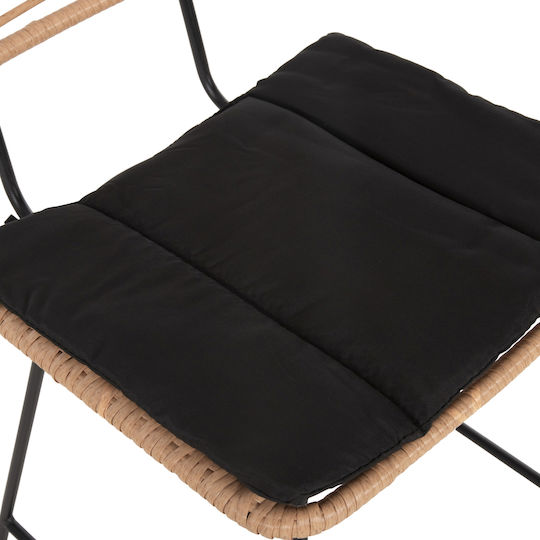 Scaun Bar Exterior Rattan Allegra Cu Pernă Neagră Bej 53x56x107cm