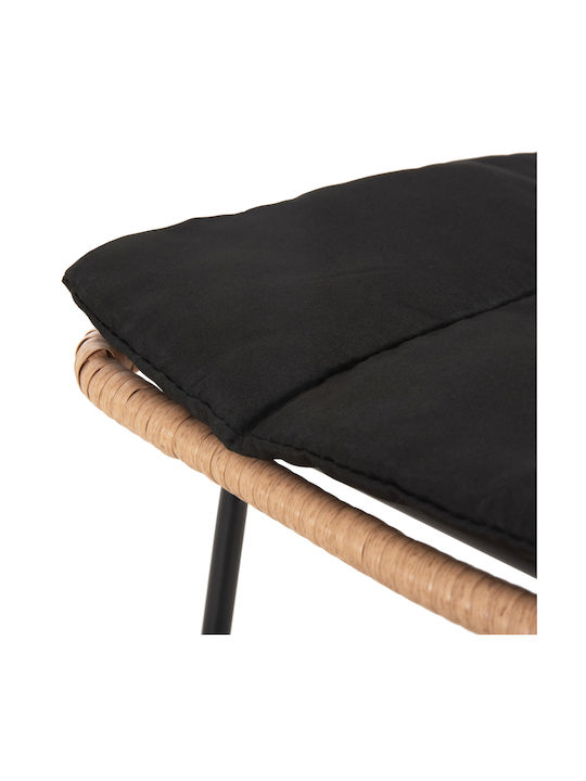 Gartenhocker Bar Außengebrauch Rattan Allegra mit Kissen Schwarz Beige 53x56x107cm