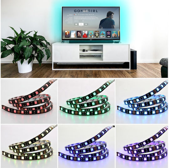 LED Лента Телевизия С USB порт 5V RGB Светлина 2.5м Тип SMD5050 с Захранване & WiFi Контролер