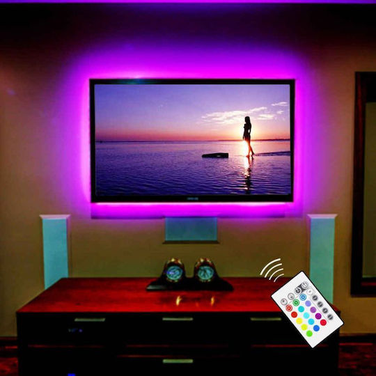 LED Лента Телевизия С USB порт 5V RGB Светлина 2.5м Тип SMD5050 с Захранване & WiFi Контролер