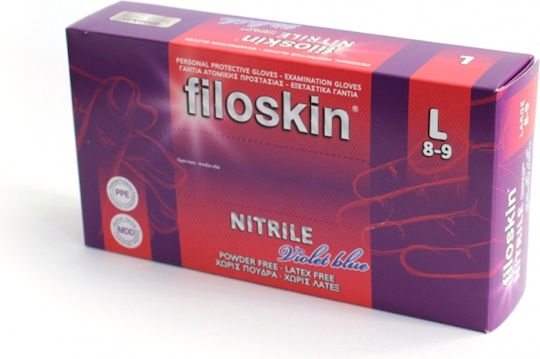Filoskin Violet Large Γάντια Νιτριλίου Χωρίς Πούδρα σε Μπλε Χρώμα 100τμχ