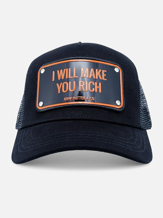 I Will Make You Rich Μαύρο Jockey Καπέλο Μεταλλικό Patch John Hatter & Co