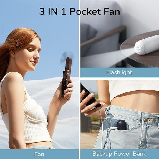 Jisulife Luxus Tragbarer Handheld Mini Ventilator Life8 F8 2000mAh Wiederaufladbar über USB Linse Funktion Braun