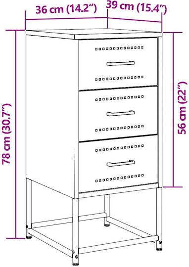 Noptiere Metalice Verzi 2buc 36x39x78cm