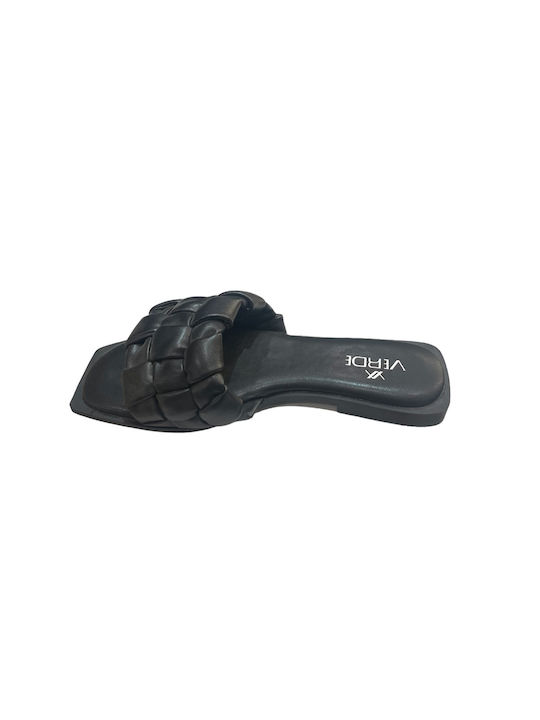 Verde Women's Flat Sandals in Black Color